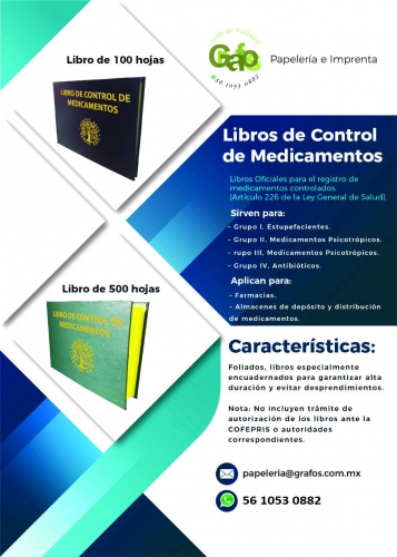 Libro de Control de Medicamentos 100 hojas